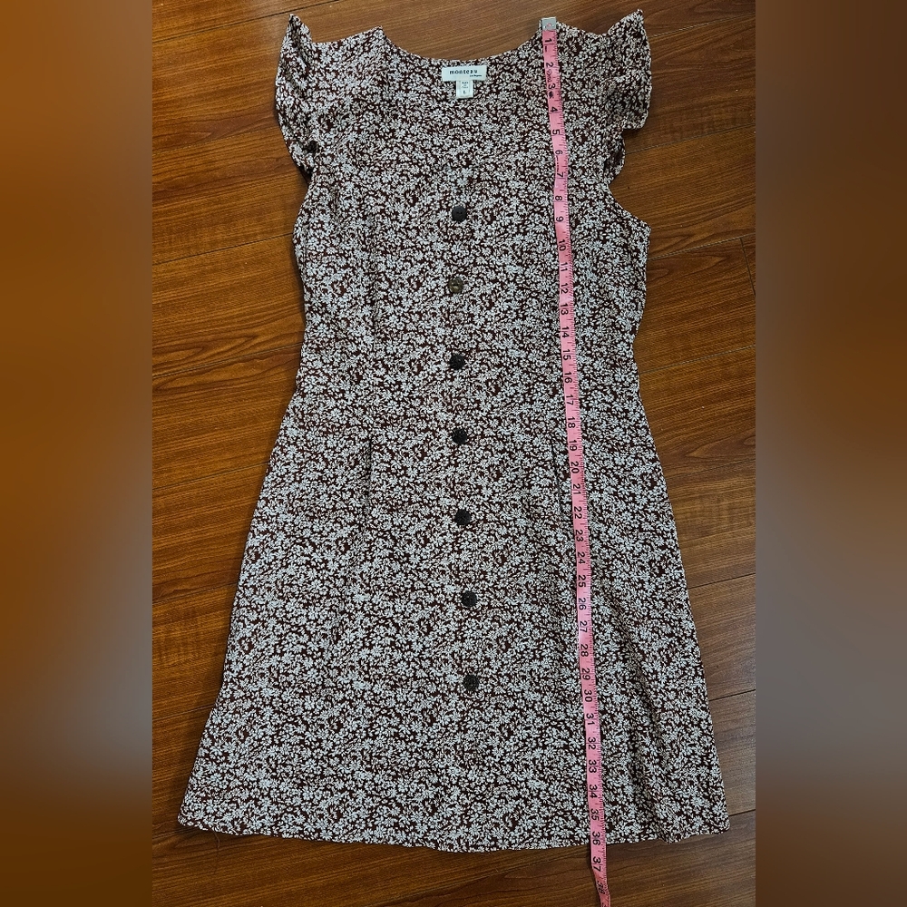 Floral Button-Down Dress Sundress Brown Flowers Sundress Flowy Boho Dress Large - Picture 6 of 6
